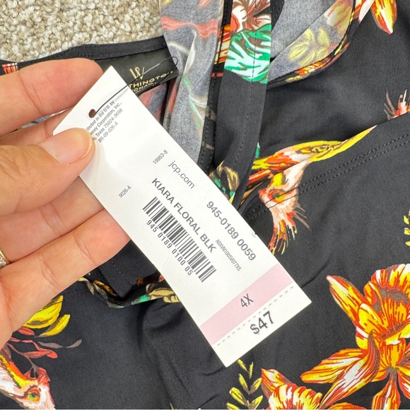 NEW Worthington Black Floral Wrap Blouse Womens Size 4X Stretch - Picture 15 of 16